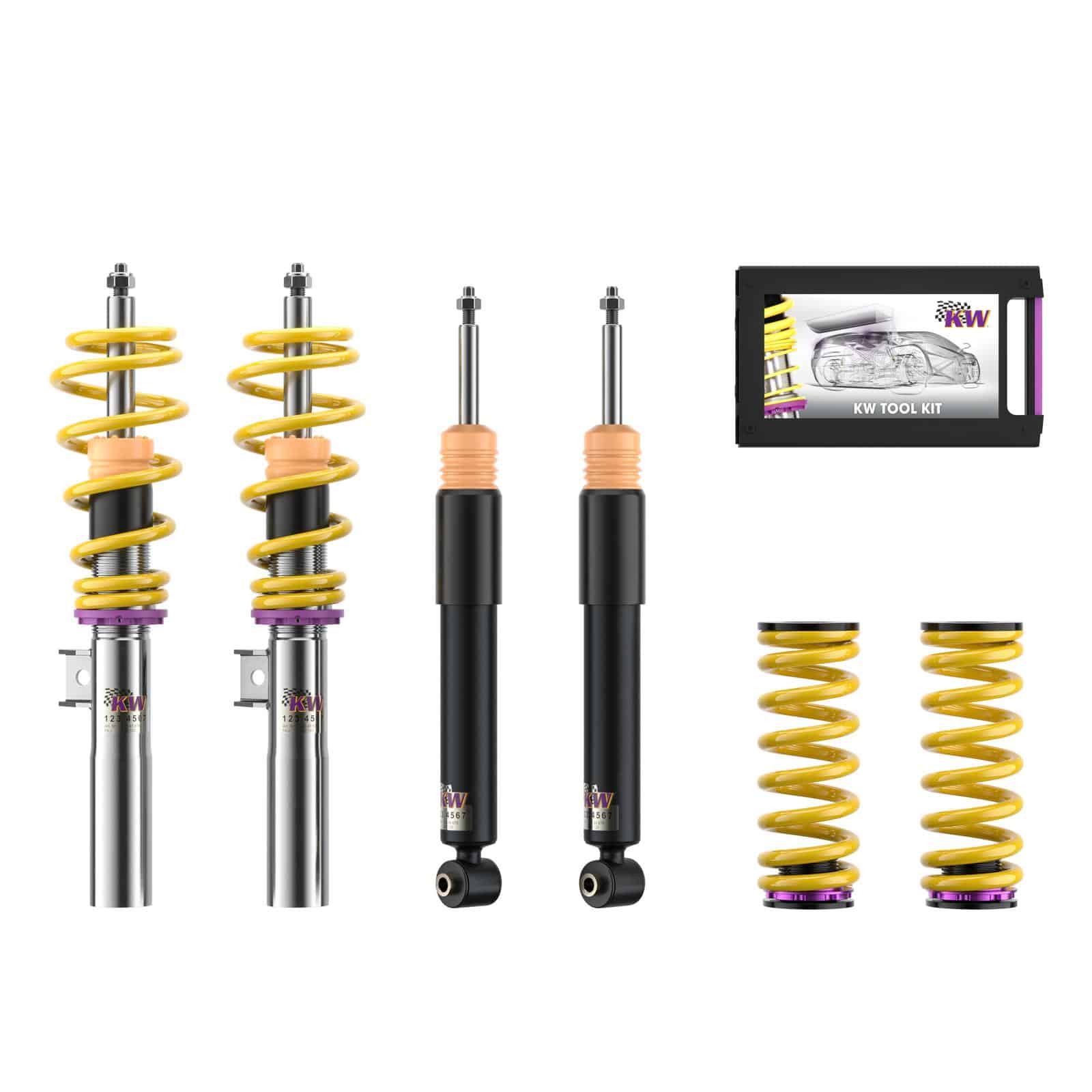 Kit Suspension KW Coilover V1 inox pour Audi RS3 8V/8.5V Berline/Sportback-Référence 102100AK ou 102100AL